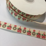 25 Yards of 1/2" Wide Christmas Present Cotton Ribbon - BR-7612