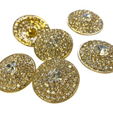 Gold Shield Circular Rhinestone Button 1 Inch - Gold