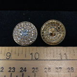 Gold Shield Circular Rhinestone Button 1 Inch - Gold